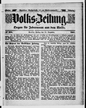 Volks-Zeitung vom 18.12.1857