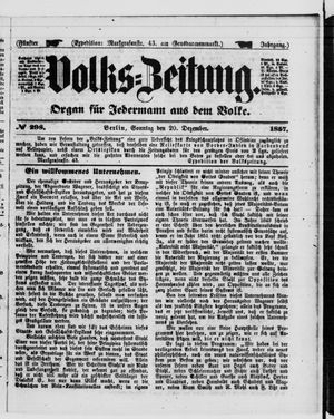 Volks-Zeitung vom 20.12.1857