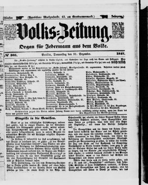 Volks-Zeitung vom 31.12.1857