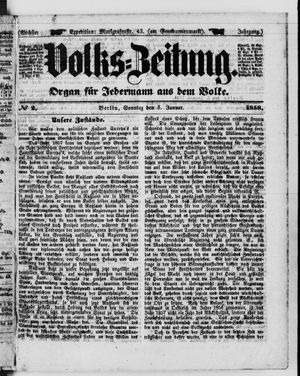 Volks-Zeitung vom 03.01.1858