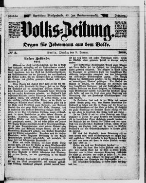 Volks-Zeitung on Jan 5, 1858