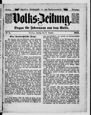 Volks-Zeitung vom 08.01.1858