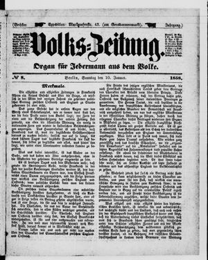 Volks-Zeitung vom 10.01.1858