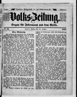 Volks-Zeitung vom 15.01.1858