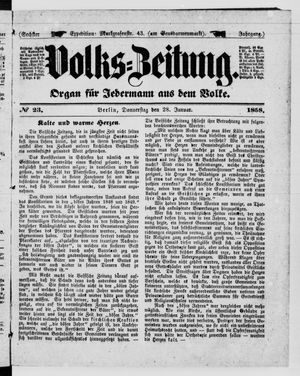 Volks-Zeitung vom 28.01.1858