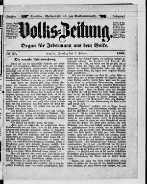 Volks-Zeitung vom 02.02.1858