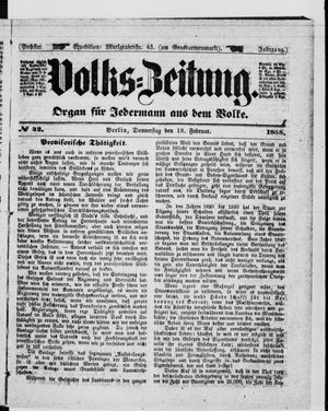 Volks-Zeitung vom 18.02.1858