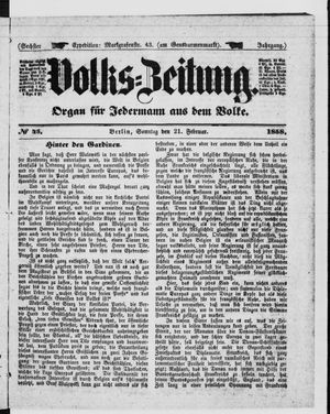 Volks-Zeitung vom 21.02.1858