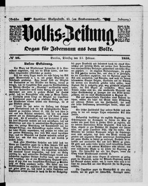 Volks-Zeitung on Feb 23, 1858