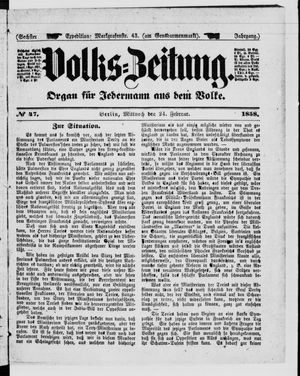 Volks-Zeitung vom 24.02.1858