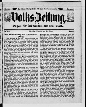 Volks-Zeitung on Mar 2, 1858