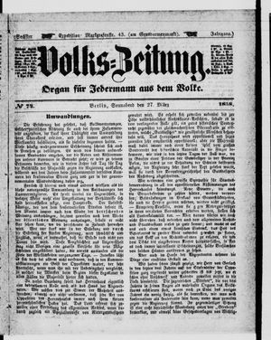Volks-Zeitung vom 27.03.1858
