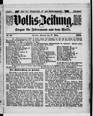 Volks-Zeitung vom 28.03.1858