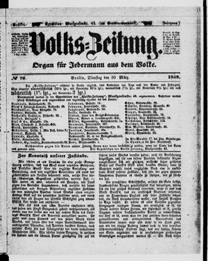 Volks-Zeitung vom 30.03.1858