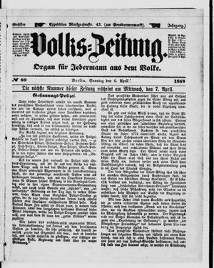 Volks-Zeitung on Apr 4, 1858