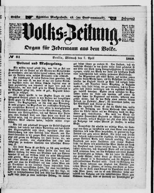 Volks-Zeitung on Apr 7, 1858