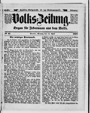 Volks-Zeitung vom 11.04.1858