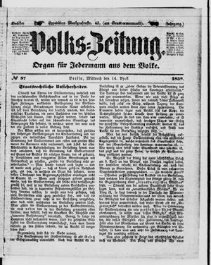 Volks-Zeitung on Apr 14, 1858