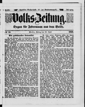 Volks-Zeitung vom 23.04.1858