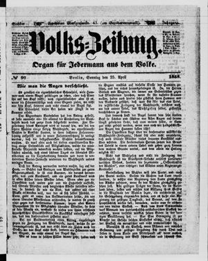 Volks-Zeitung on Apr 25, 1858