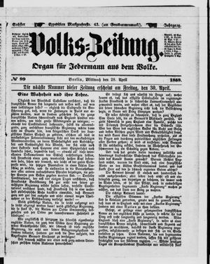 Volks-Zeitung vom 28.04.1858