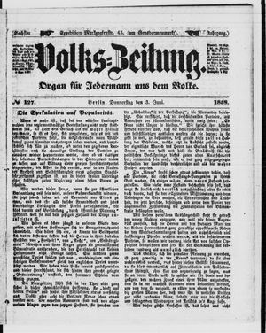 Volks-Zeitung vom 03.06.1858