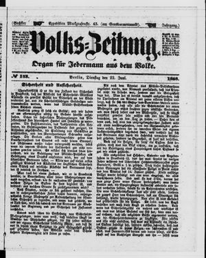 Volks-Zeitung vom 22.06.1858