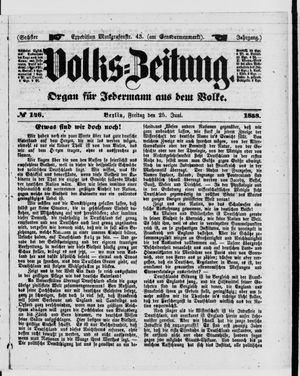 Volks-Zeitung vom 25.06.1858