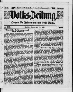 Volks-Zeitung vom 13.07.1858