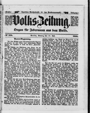 Volks-Zeitung vom 18.07.1858