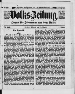 Volks-Zeitung vom 11.08.1858