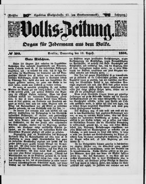 Volks-Zeitung on Aug 19, 1858