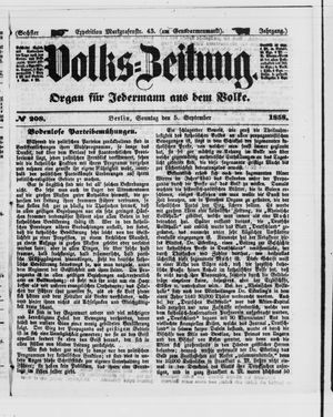 Volks-Zeitung vom 05.09.1858