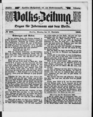 Volks-Zeitung vom 19.09.1858