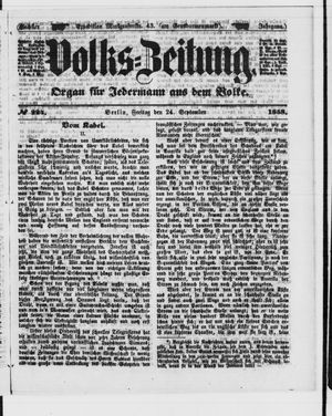 Volks-Zeitung vom 24.09.1858