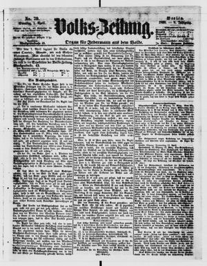 Volks-Zeitung vom 01.04.1860