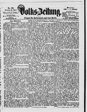 Volks-Zeitung vom 24.04.1860