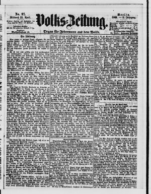 Volks-Zeitung vom 25.04.1860