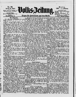 Volks-Zeitung vom 27.04.1860