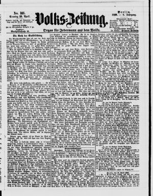 Volks-Zeitung vom 29.04.1860