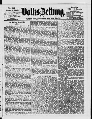 Volks-Zeitung vom 08.08.1860