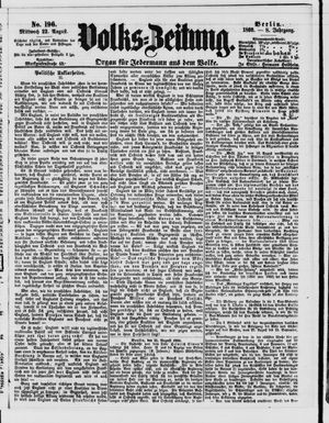 Volks-Zeitung vom 22.08.1860