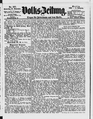 Volks-Zeitung vom 27.09.1860