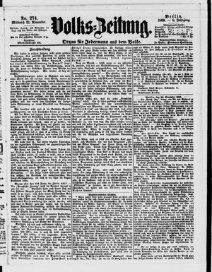 Volks-Zeitung vom 21.11.1860