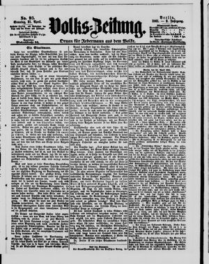 Volks-Zeitung vom 21.04.1861