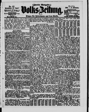 Volks-Zeitung vom 27.04.1861