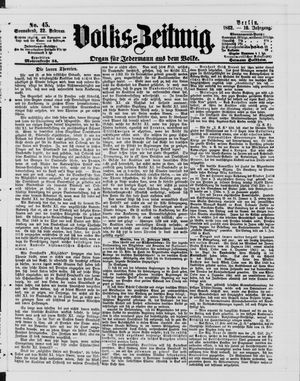 Volks-Zeitung vom 22.02.1862