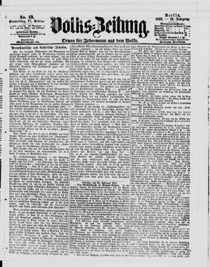 Volks-Zeitung vom 27.02.1862