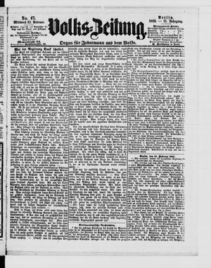 Volks-Zeitung vom 25.02.1863
