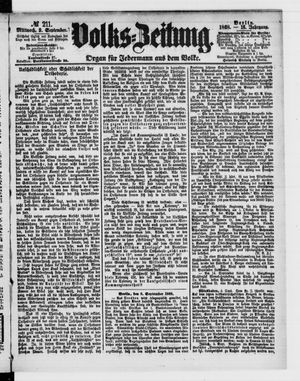 Volks-Zeitung vom 09.09.1868
